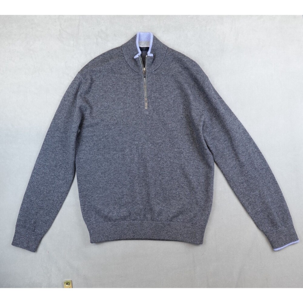 Greyson Sweater Mens Medium Gray Wool Cashmere 1/4 Zip Golf Pullover